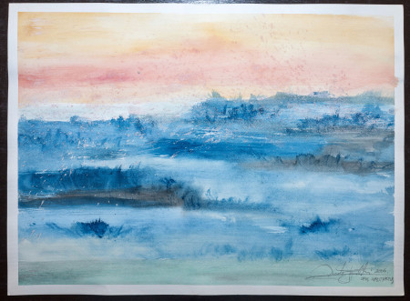 Fine Art - Blue Valley - WOW-14 - Original Watercolour Painting on paper by artist Darko Topalski