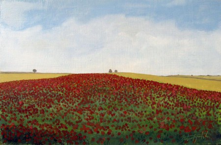 Field of Poppies - Oil Painting on HDF by artist Darko Topalski