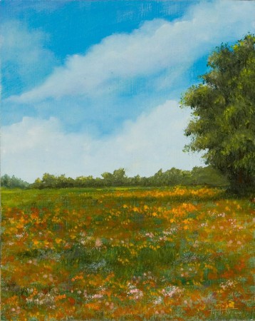 Floral Field - Oil Painting on HDF by artist Darko Topalski