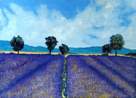 Lavender Field - Oil Painting on HDF by artist Darko Topalski