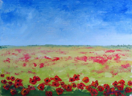 Poppy Field - Oil Painting on HDF by artist Darko Topalski