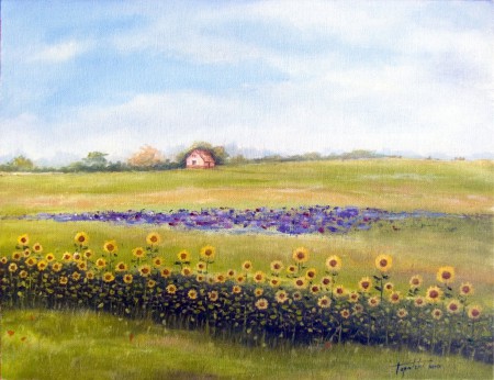 Sunflower Farm  - Oil Painting on Canvas by artist Darko Topalski