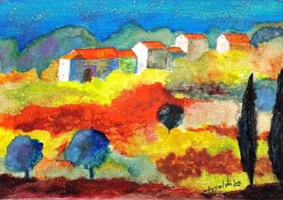 Village in Tuscany - Oil Painting on HDF by artist Darko Topalski