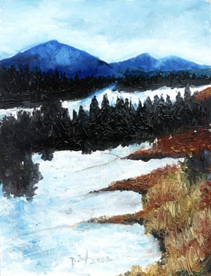 Winter Landscape - Oil Painting on HDF by artist Darko Topalski