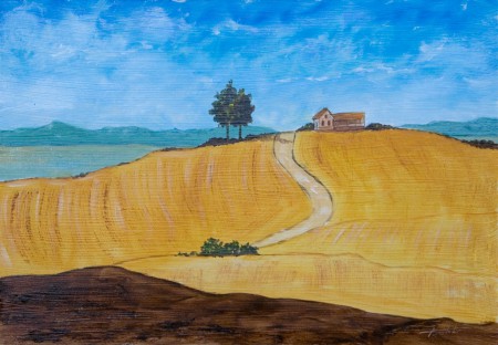 Farm House on the Hill - Oil Painting on HDF by artist Darko Topalski