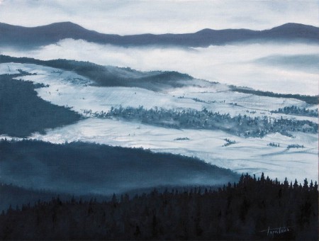 Mountain Winter Landscape - Oil Painting on Canvas by artist Darko Topalski