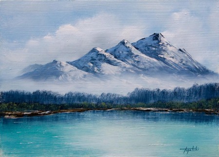 Frosty Mountains - Oil Painting on HDF by artist Darko Topalski