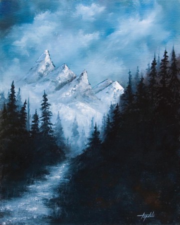 Distant Mountains  - Oil Painting on HDF by artist Darko Topalski