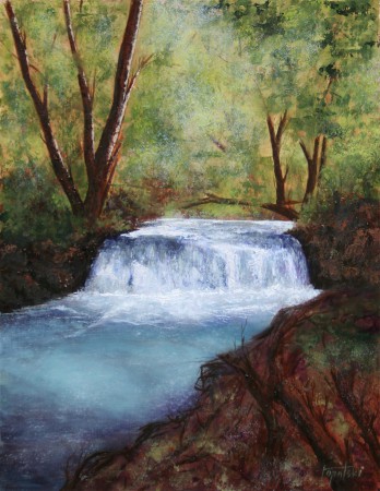 Forrest Waterfall - Oil Painting on HDF by artist Darko Topalski