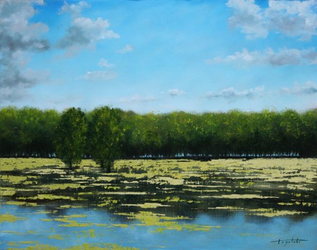 River Pond - Oil Painting on Canvas by artist Darko Topalski