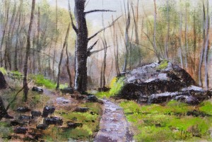 Ruta de Forrest - Pintura al óleo sobre lienzo por el artista Darko Topalski Forrest Path - Oil Painting on Canvas by artist Darko Topalski