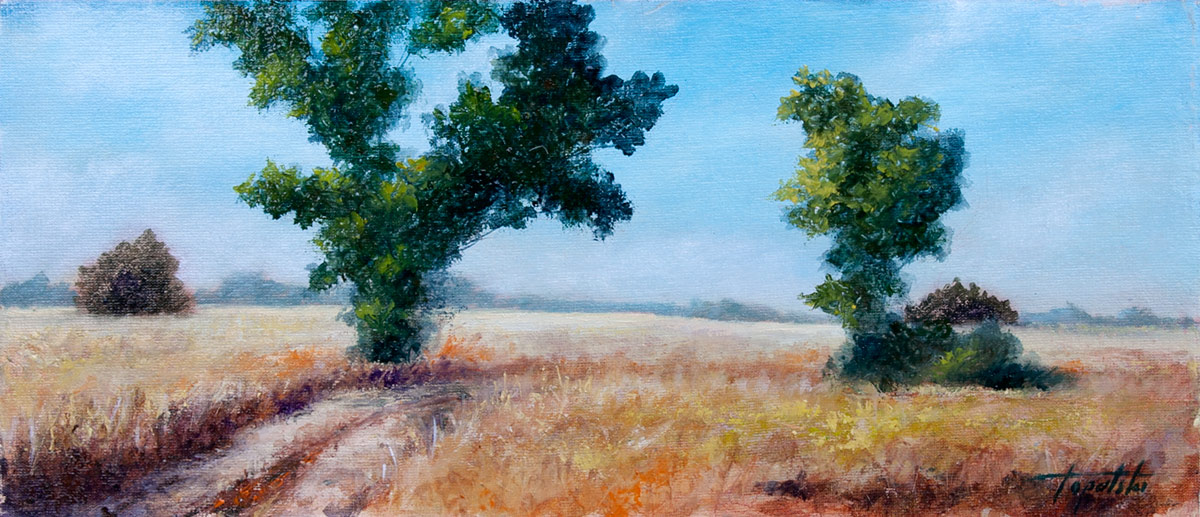 Trees in a Wheat Fields – Oil Painting