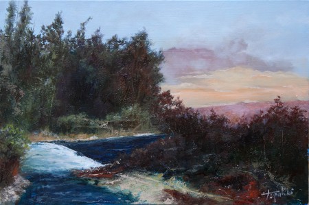 Fine Art - River Stream - Original Oil Painting on HDF by artist Darko Topalski