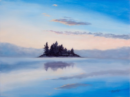 Fine Art - Misty Island - Original Oil Painting on HDF by artist Darko Topalski