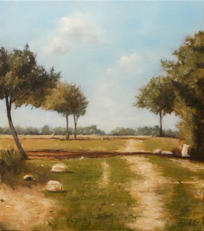 Fine Art - Country Road with Trees - Original Oil Painting on Canvas by artist Darko Topalski