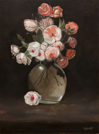 Flowers in a Vase- Original Oil Painting on HDF by artist Darko Topalski