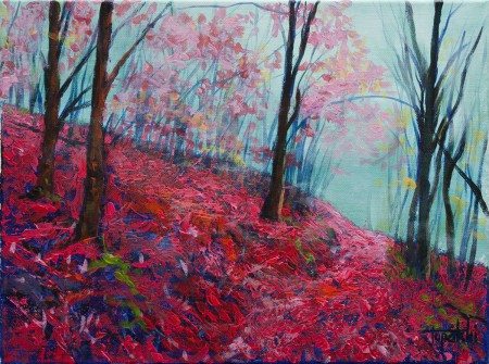 Fine Art -  Purple Forest - Original Acrylics and Oil Painting on Canvas by artist Darko Topalski
