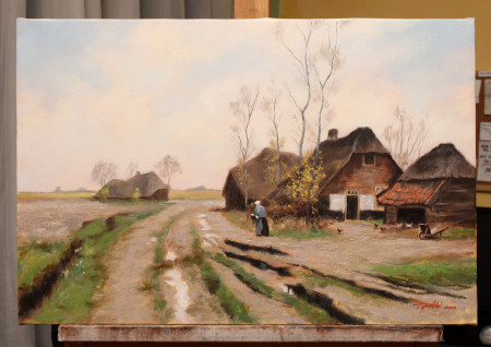 Fine Art - An Old Farm - Original Oil Painting on Canvas by artist Darko Topalski