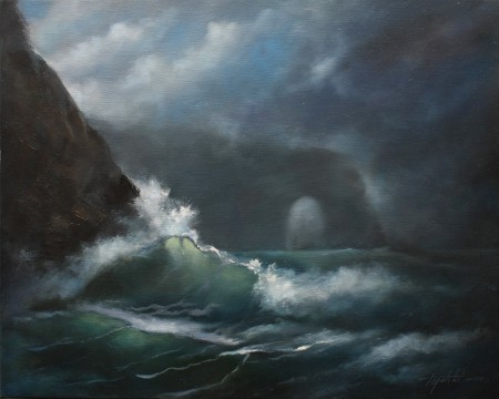 Fine Art - Stormy Sea - Original Oil Painting on Canvas by artist Darko Topalski