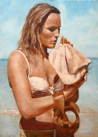 Fine Art - Ursula by the Seaside - Original Oil Painting on Canvas by artist Darko Topalski