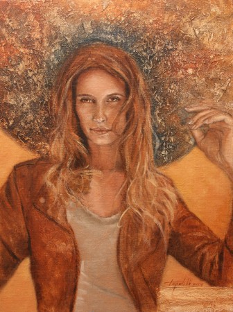Fine Art - She - Original Oil Painting on Plywood Canvas Board by artist Darko Topalski
