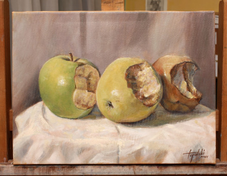 I-Painting Apple - Original Oil Painting on Canvas by artist Darko Topalski