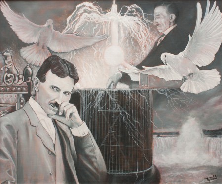 Nikola & Tesla - Oil Painting on Canvas by artist Darko Topalski