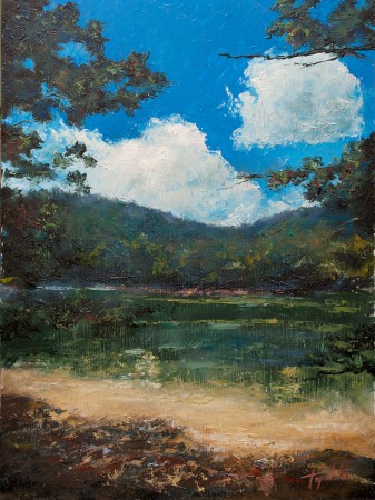 Fine Art - Mountain Lake - Original Oil Painting on HDF by artist Darko Topalski