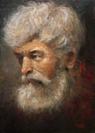 Fine Art - Portrait of an Old Man - Original Oil Painting on Plywood canvas board by artist Darko Topalski