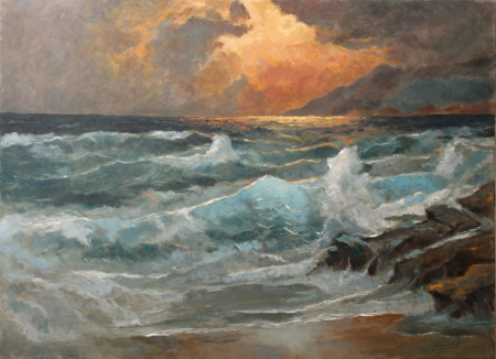 Fine Art - Eventide Sea and Waves - Original Oil Painting on Canvas by artist Darko Topalski