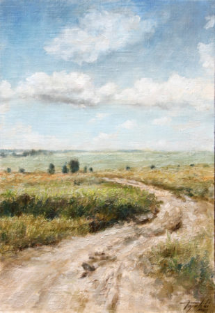 Fine Art - Country Road- Original Oil Original Painting artwork on Canvas by artist Darko Topalski gallery arts