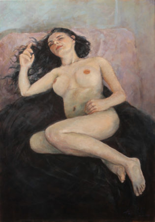 Fine Art - Sleeping Beauty - Nude female akt - Original Figurative Oil Painting on Canvas by artist Darko Topalski