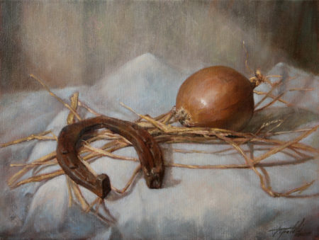 Fine Art - Horseshoe and Onion - Original Oil Painting on Canvas by artist Darko Topalski