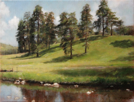 Fine Art - Mountain Hillside - Original Landscape Oil Painting on Canvas by artist Darko Topalski