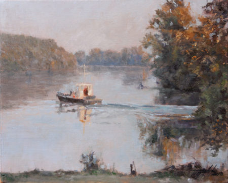 Fine Art - Boat on the River - Original Oil Painting on Canvas by artist Darko Topalski