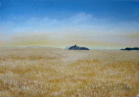 Distant Farm House - Oil Painting on HDF by artist Darko Topalski