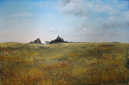 Farm House in a plain - Oil Painting on HDF by artist Darko Topalski