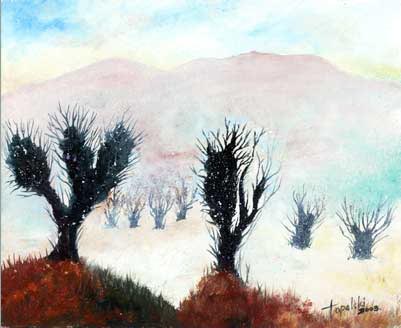 Cactuses in Siberia - Oil Painting on HDF by artist Darko Topalski