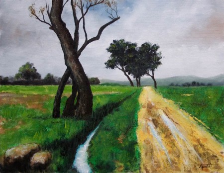 Path through the fields - Oil Painting on Canvas by artist Darko Topalski
