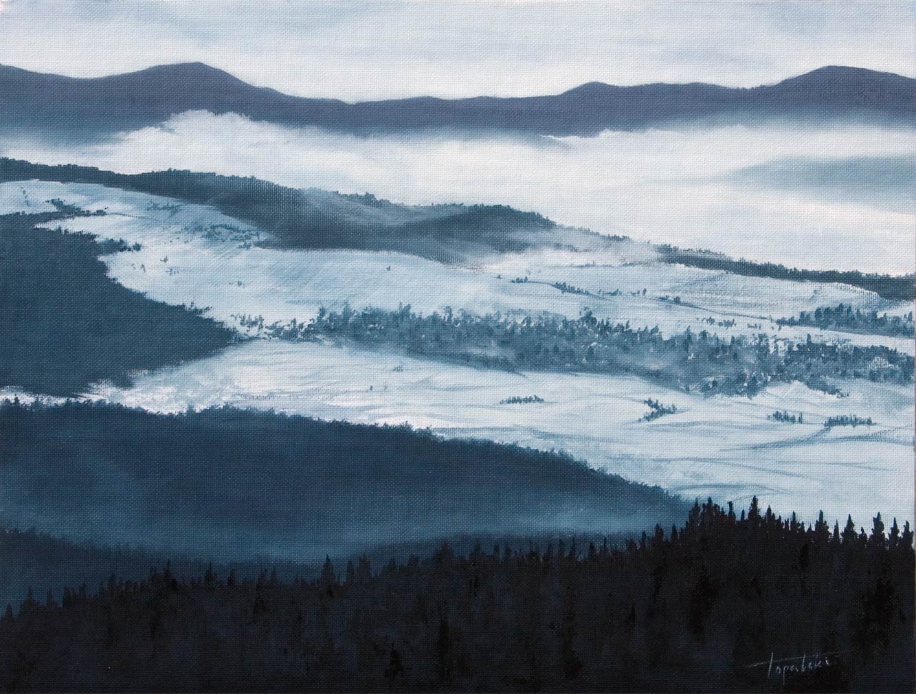Mountain Winter Landscape – Oil Painting