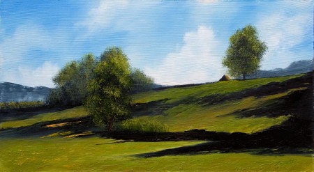Green Hills - Oil Painting on HDF by artist Darko Topalski