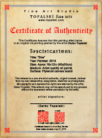 Certificate of authenticity with every original painting by artist Darko Topalski