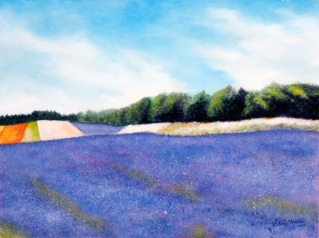 Fine Art - Lavender Field - Original Oil Painting on HDF by artist Darko Topalski