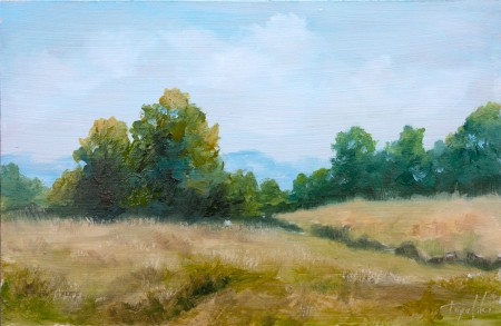 By the Fields - Original Oil Painting on HDF by artist Darko Topalski