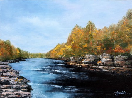 River Streams - Original Oil Painting on HDF by artist Darko Topalski