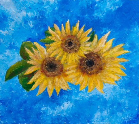 Fine Art - SunFlowers - Original Oil Painting on HDF by artist Darko Topalski