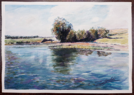 Fine Art - Lake Scene - Original Watercolour Painting on paper by artist Darko Topalski