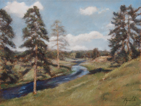 Fine Art - Mountain Stream - Original Oil Painting on Canvas by artist Darko Topalski