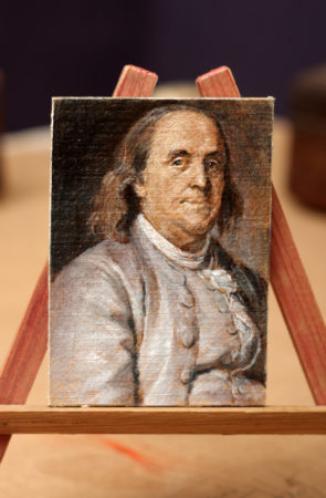 Benjamin Franklin - Fine Art - Original ACEO Oil Painting on canvas board by artist Darko Topalski