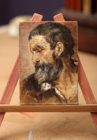 Head of a Man - Fine Art - Original ACEO Oil Painting on canvas board by artist Darko Topalski